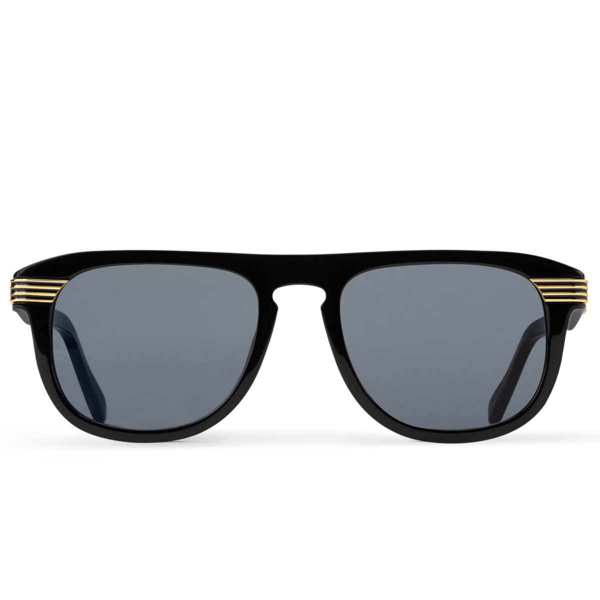Louis Vuitton Men Round Sqaure Frame Deep Black Sunglasses