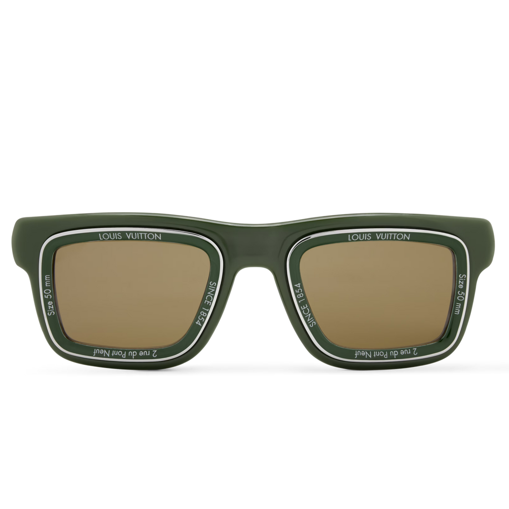 Louis Vuitton Men Square Frame Dark Green Sunglasses