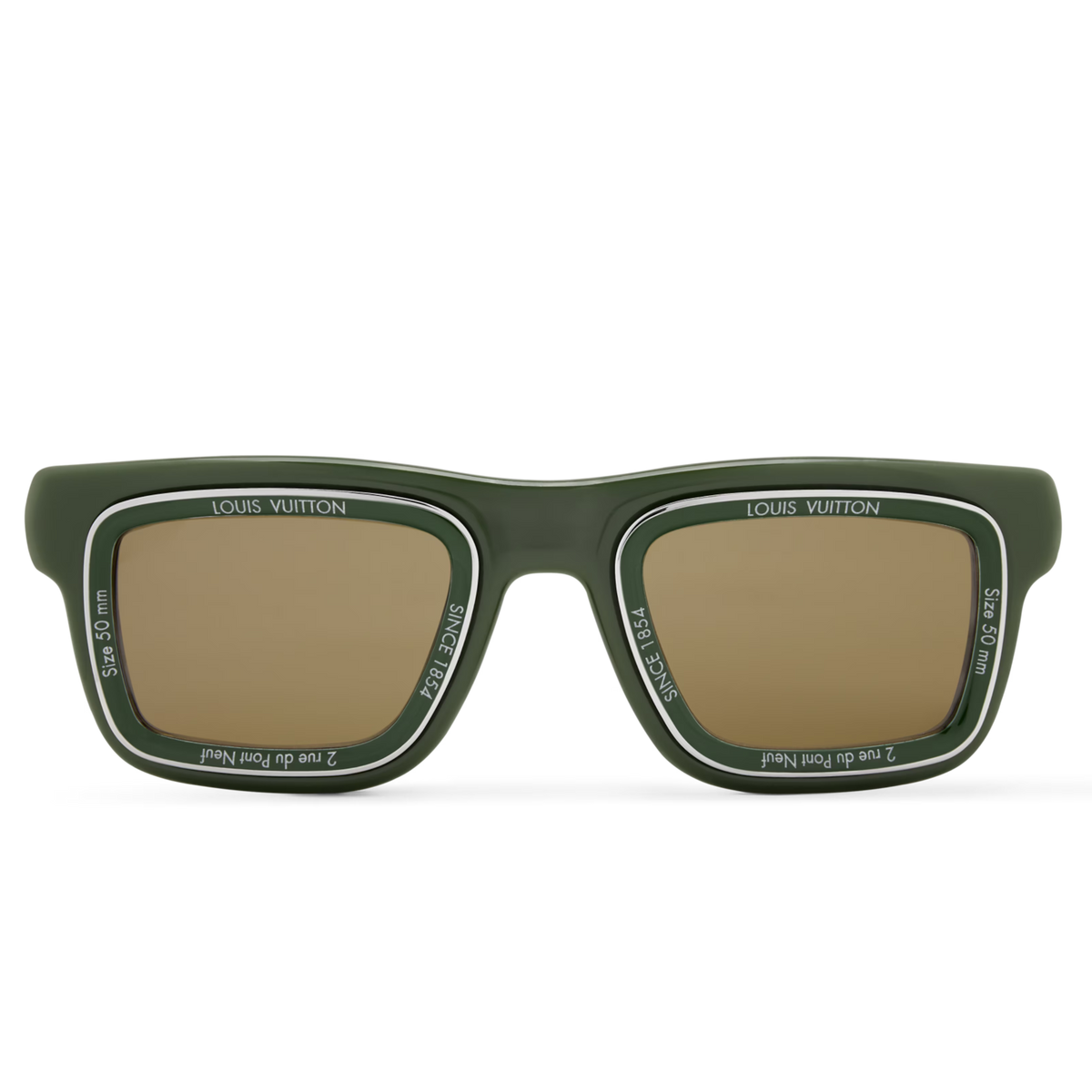 Louis Vuitton Men Square Frame Dark Green Sunglasses
