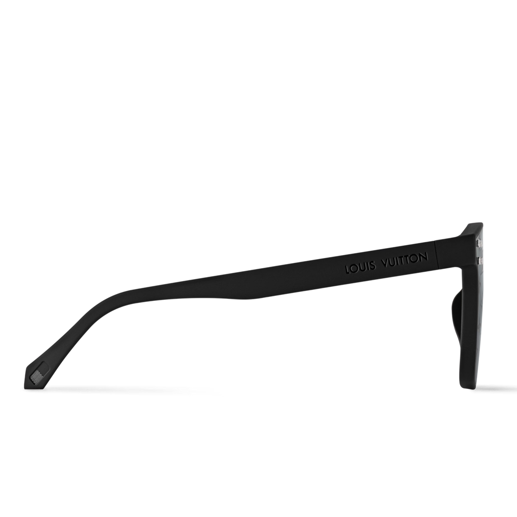 Louis Vuitton Men Square Frame Shiny Matte Black Sunglasses