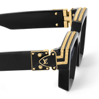Louis Vuitton Men Square Frame Shiny Crow Black Sunglasses