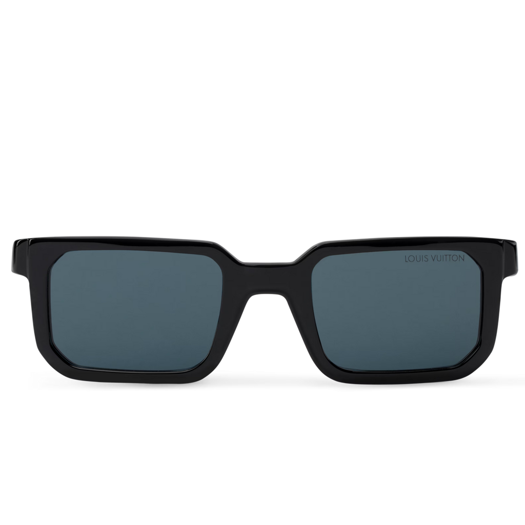 Louis Vuitton Men Square Frame Shiny Soft Black Sunglasses