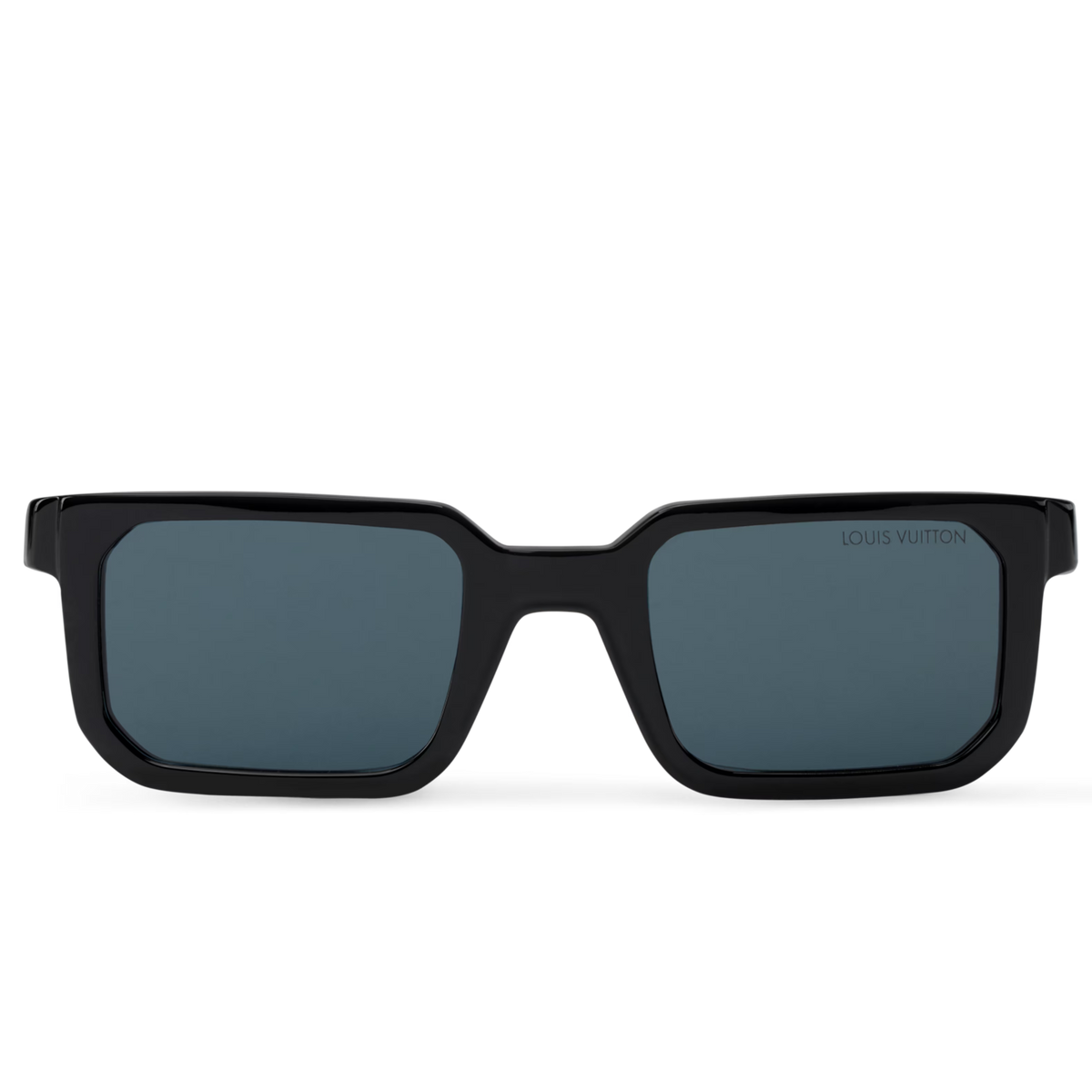 Louis Vuitton Men Square Frame Shiny Soft Black Sunglasses