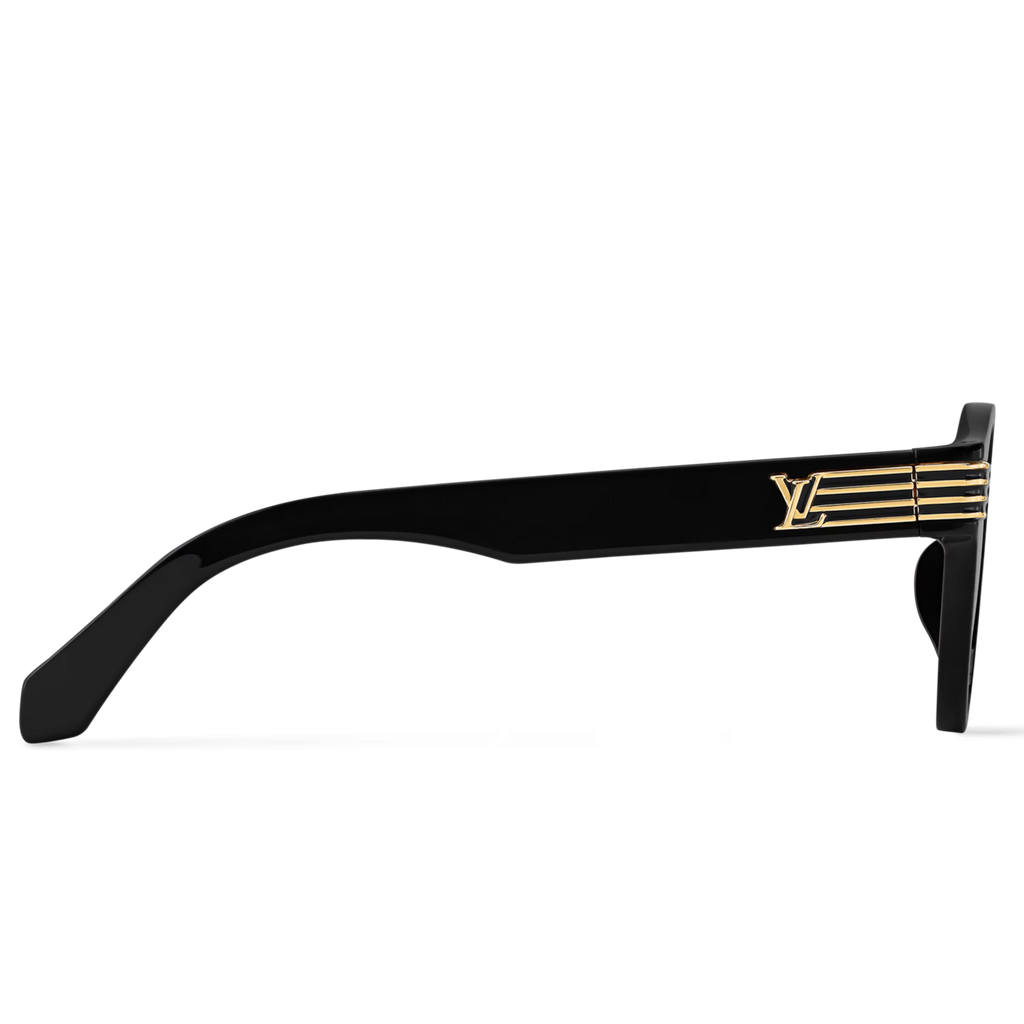 Louis Vuitton Men Round Frame Shiny Deep Black Sunglasses