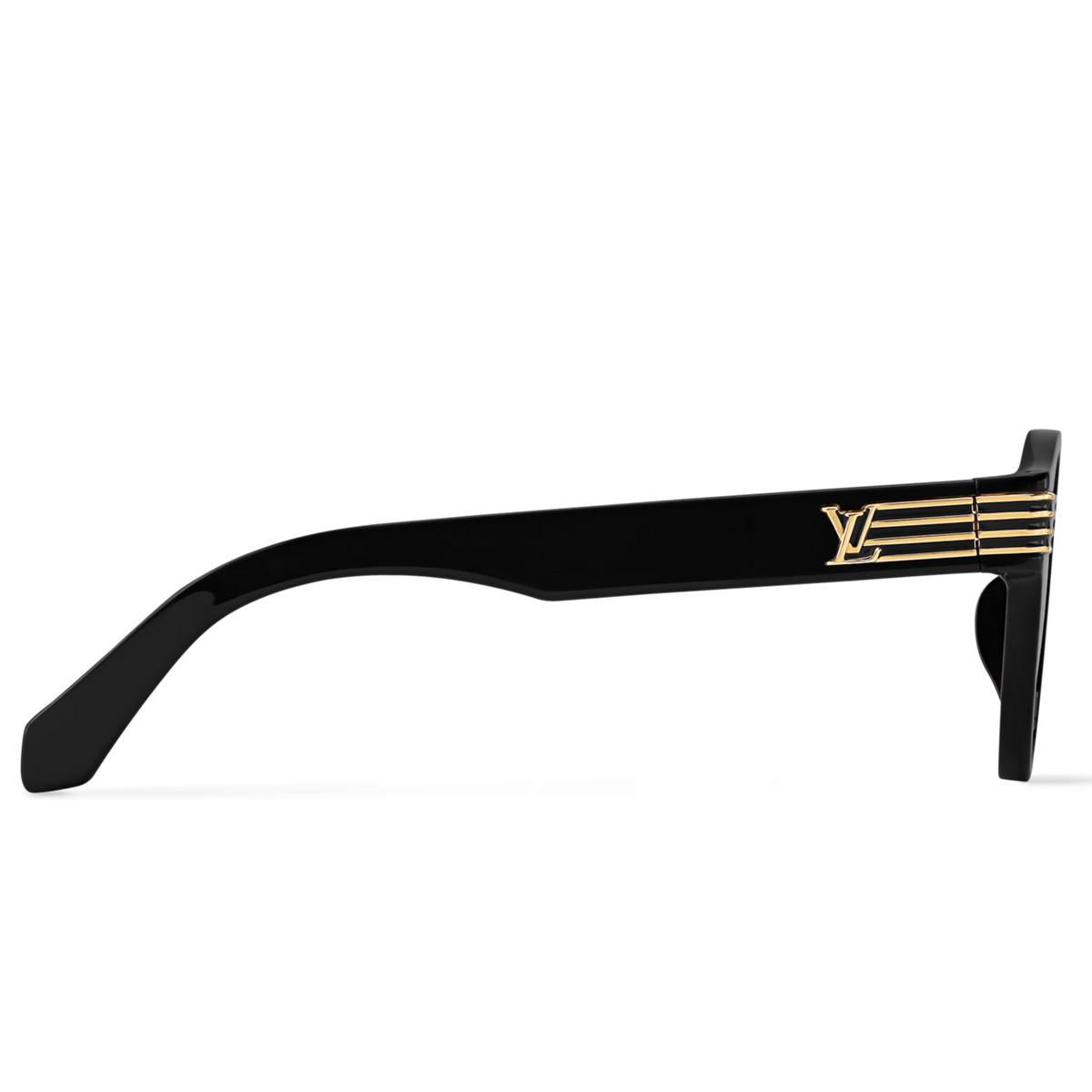 Louis Vuitton Men Round Frame Shiny Deep Black Sunglasses