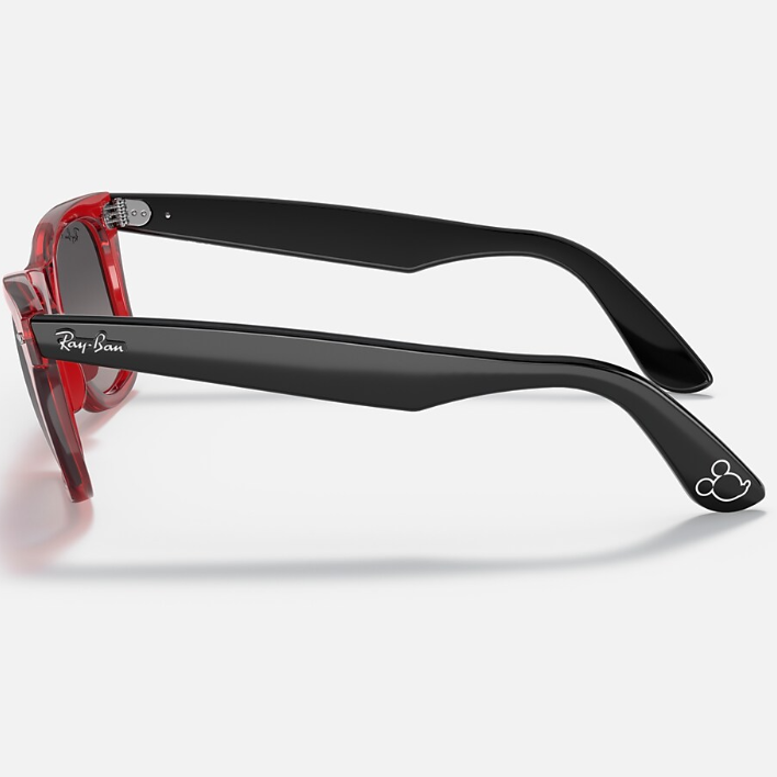Ray Ban Men Square Frame Polished Transparent Red Sunglasses