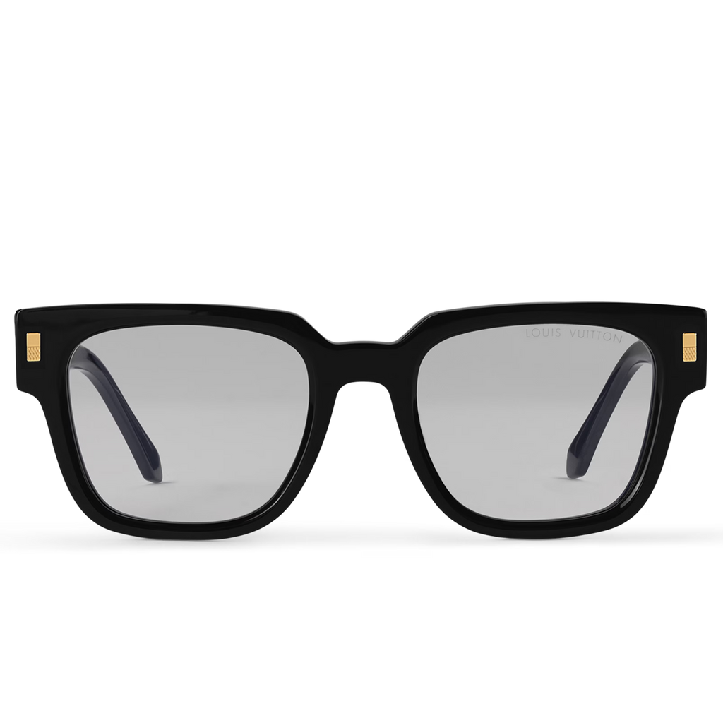 Louis Vuitton Men Sqaure Frame Shiny Ink Black Sunglasses