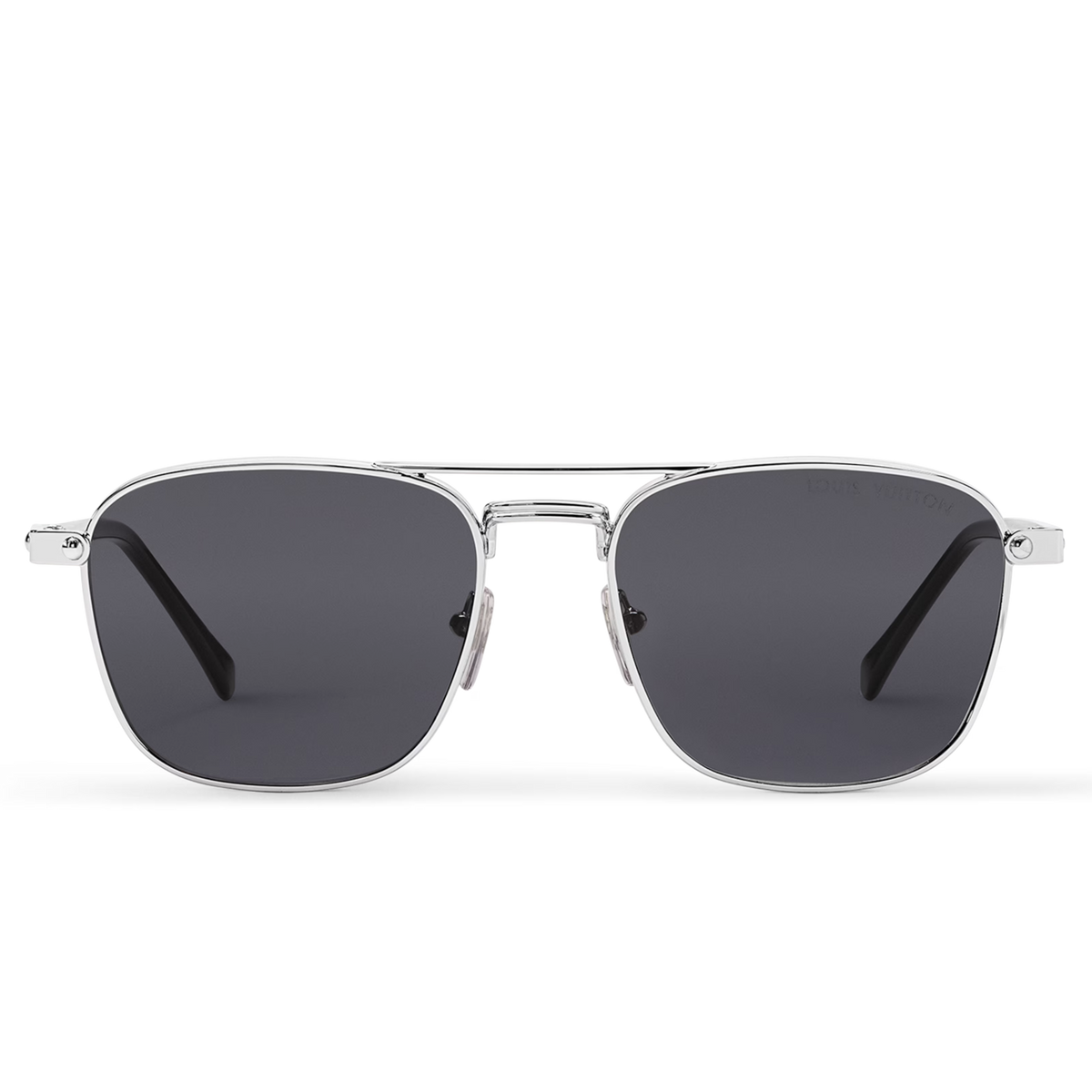 Louis Vuitton Men Sqaure Frame Shiny Silver Sunglasses