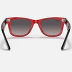 Ray Ban Men Square Frame Polished Transparent Red Sunglasses