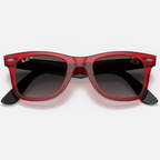 Ray Ban Men Square Frame Polished Transparent Red Sunglasses