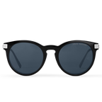 Louis Vuitton Men Round Frame Shiny Soft Black Sunglasses