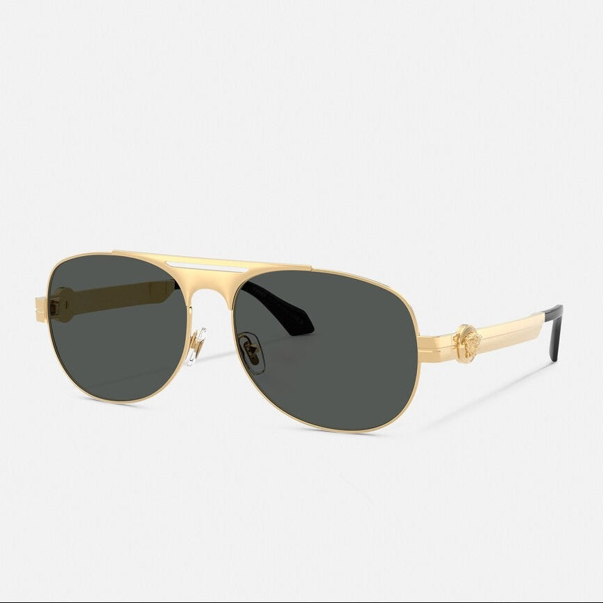 Versace Pilot Frame Shiny Metallic Gold Sunglasses