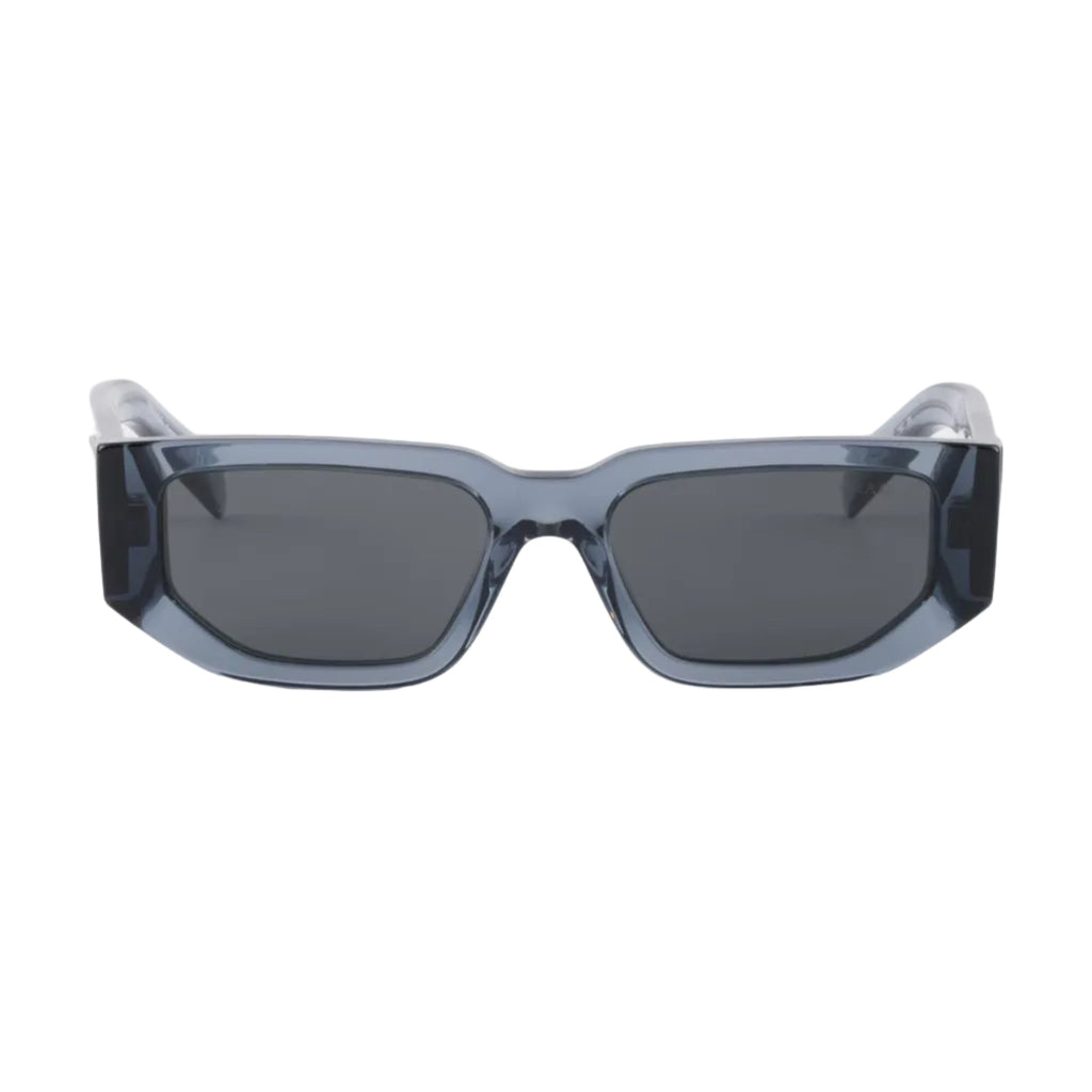 Prada Men Rctangular Frame Transparent Ocean Blue Sunglasses