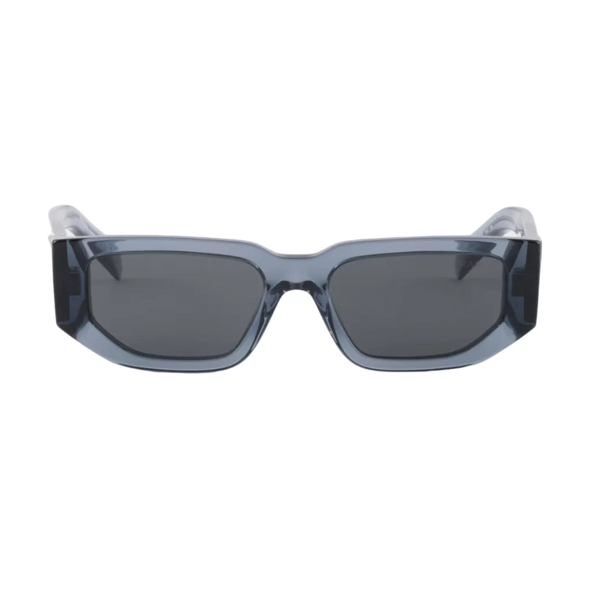 Prada Men Rctangular Frame Transparent Ocean Blue Sunglasses