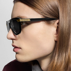 Louis Vuitton Men Round Sqaure Frame Deep Black Sunglasses
