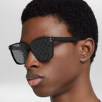 Louis Vuitton Men Square Frame Shiny Matte Black Sunglasses