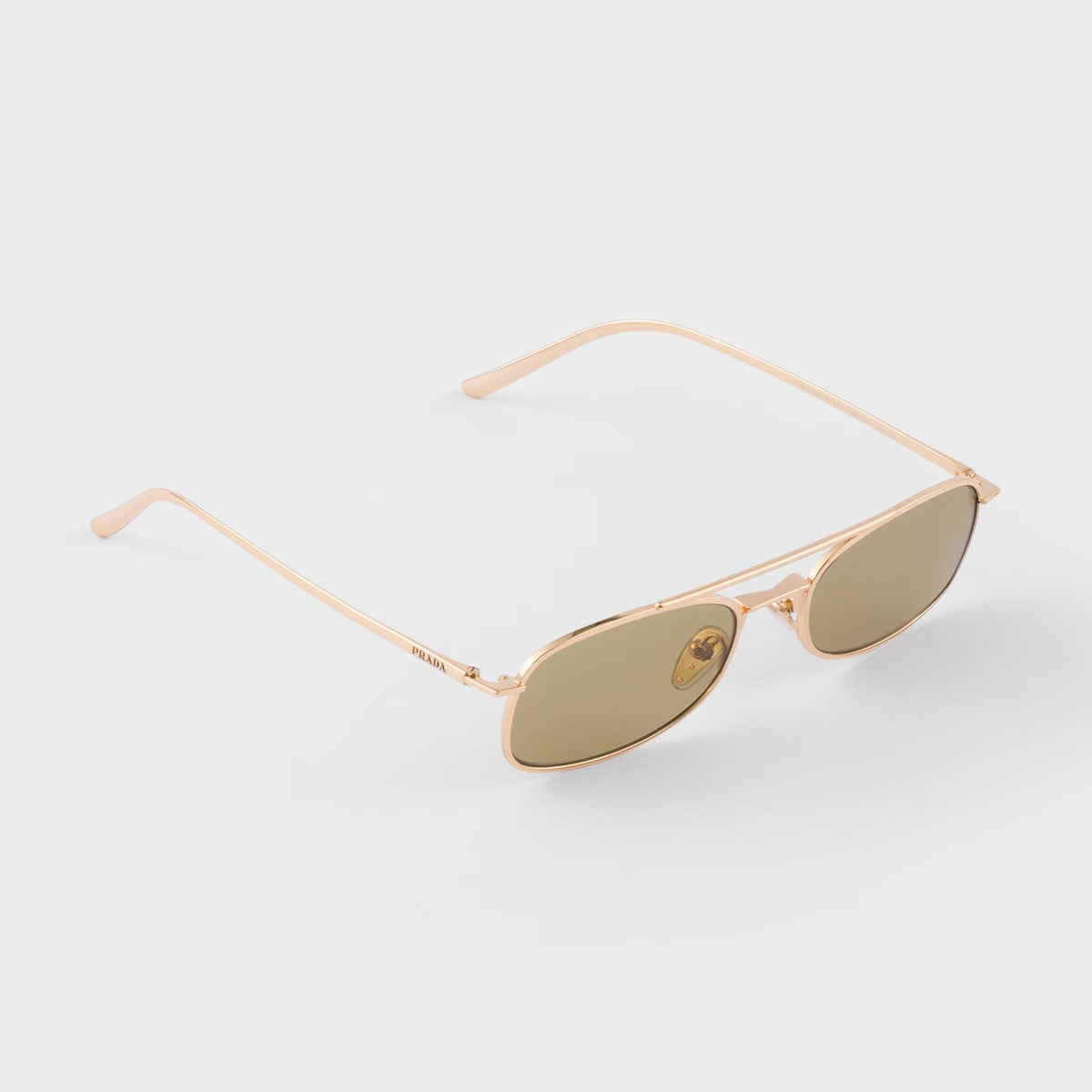 Prada Men Rctangular Frame Gold Sunglasses