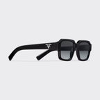 Prada Men Rectangular Frame Deep Black Sunglasses