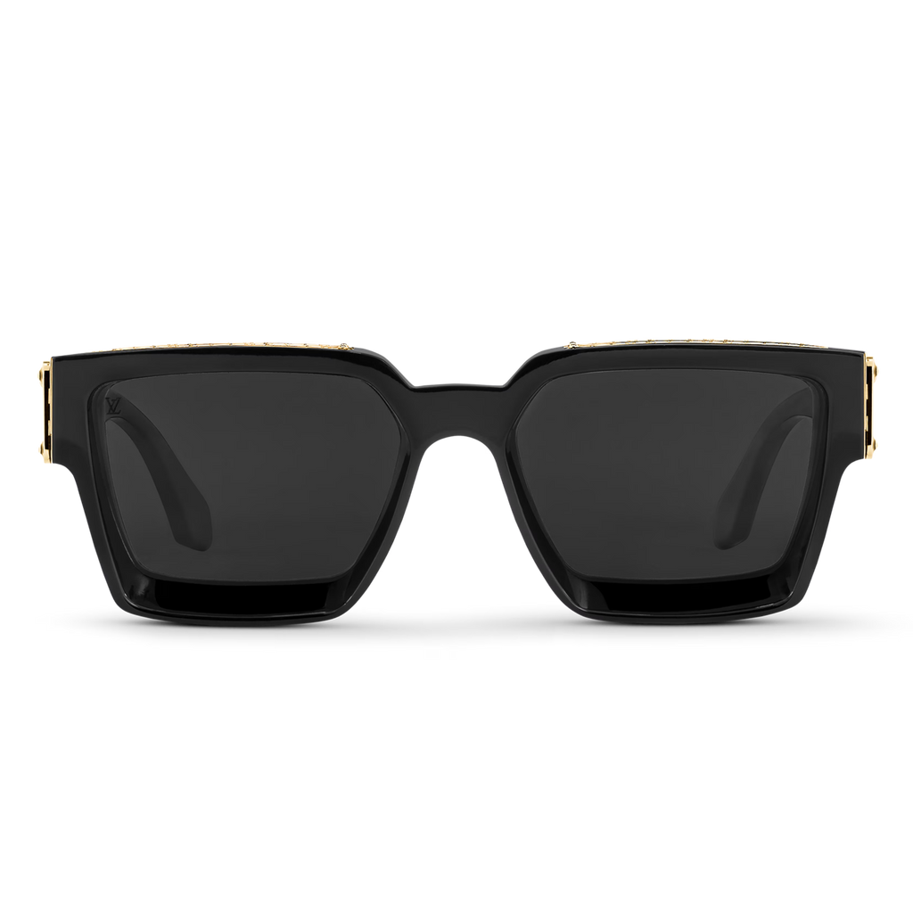 Louis Vuitton Men Square Frame Shiny Crow Black Sunglasses