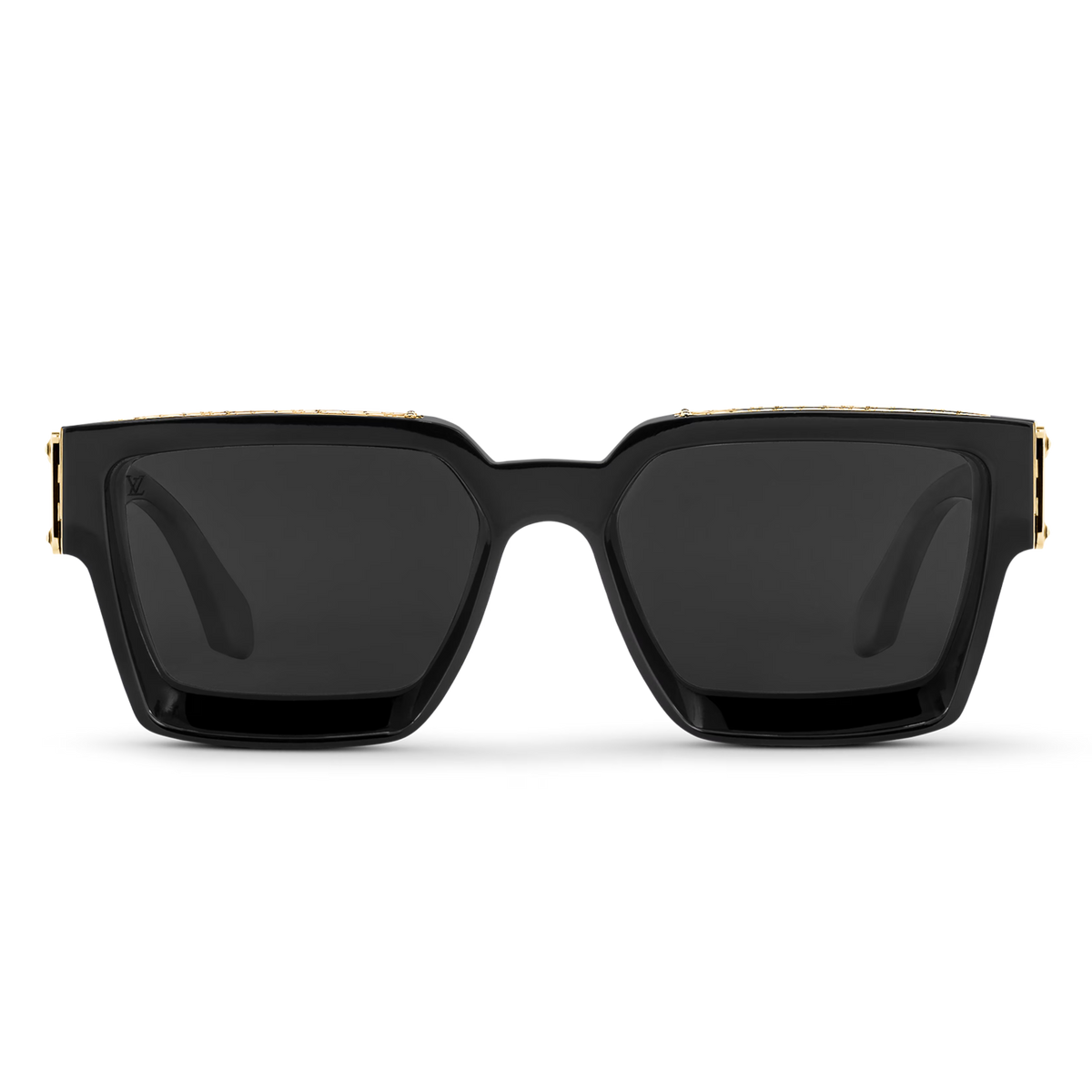 Louis Vuitton Men Square Frame Shiny Crow Black Sunglasses
