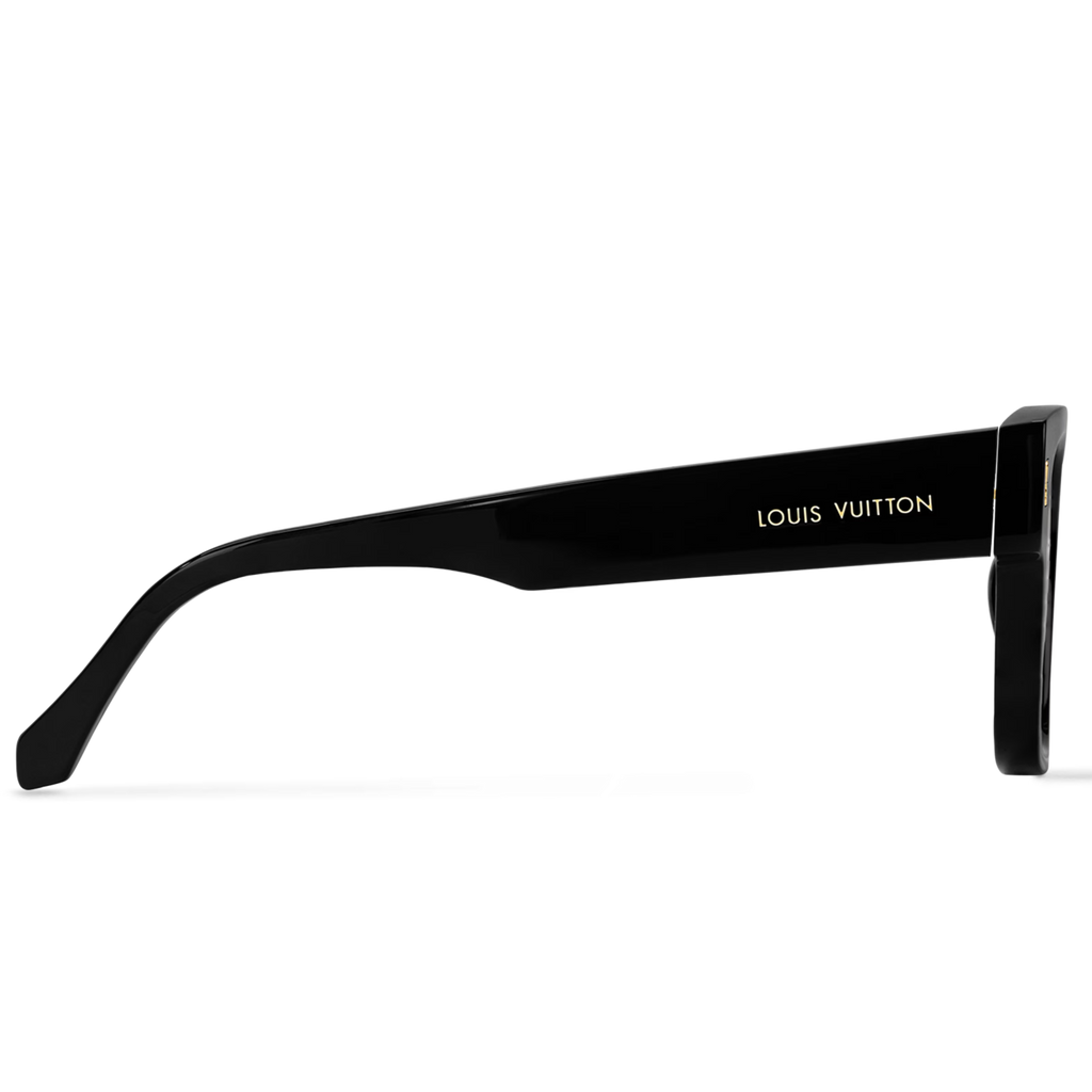 Louis Vuitton Men Sqaure Frame Shiny Ink Black Sunglasses