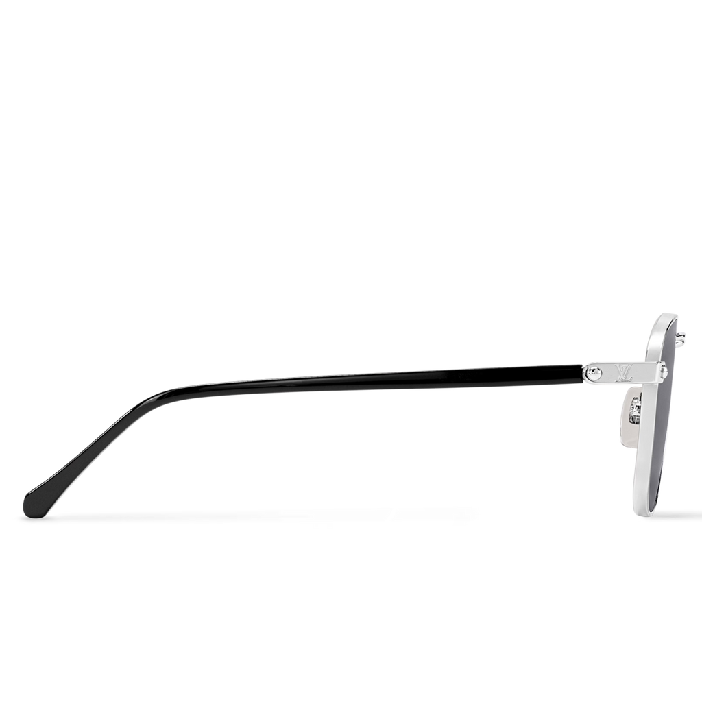 Louis Vuitton Men Sqaure Frame Shiny Silver Sunglasses