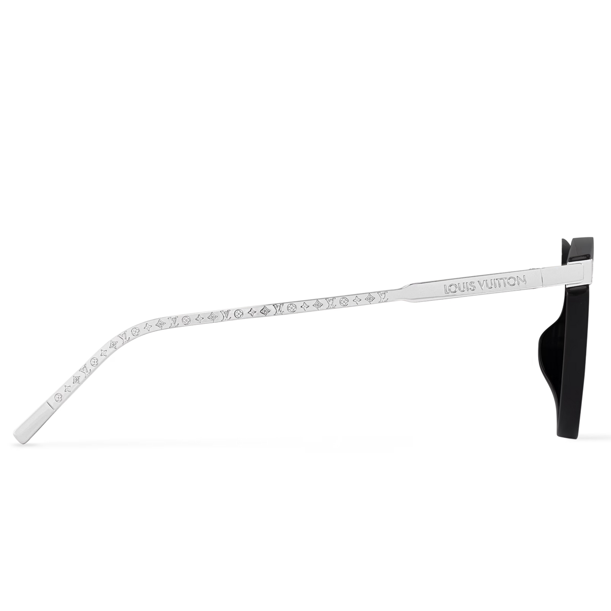 Louis Vuitton Men Round Frame Shiny Soft Black Sunglasses