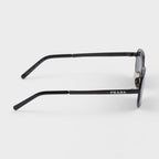 Prada Men Geometric Frame Brushed Black Sunglasses