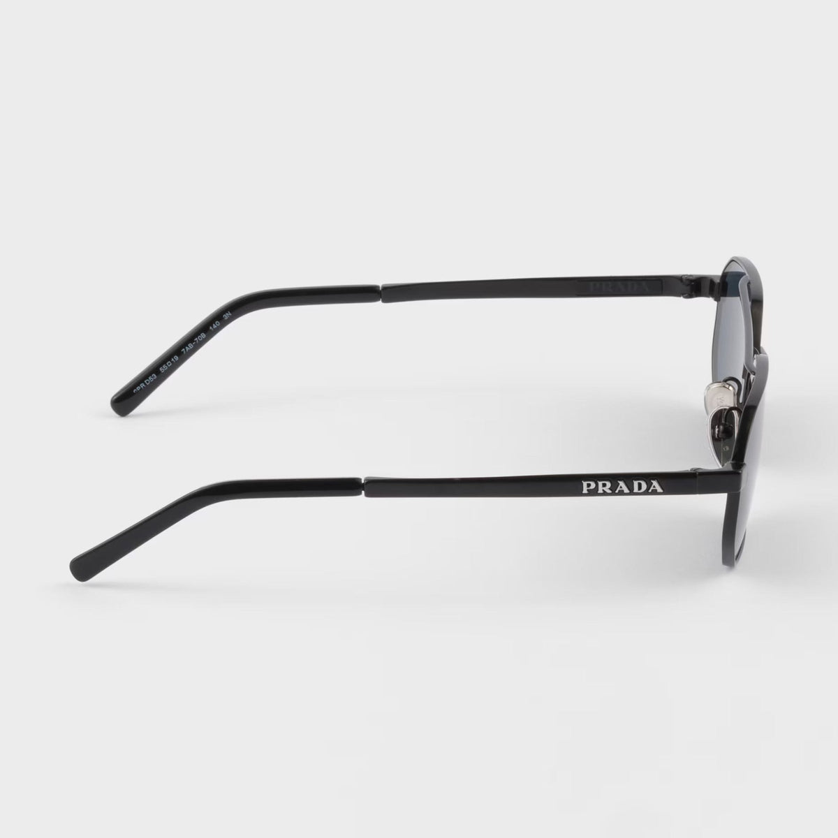 Prada Men Geometric Frame Brushed Black Sunglasses