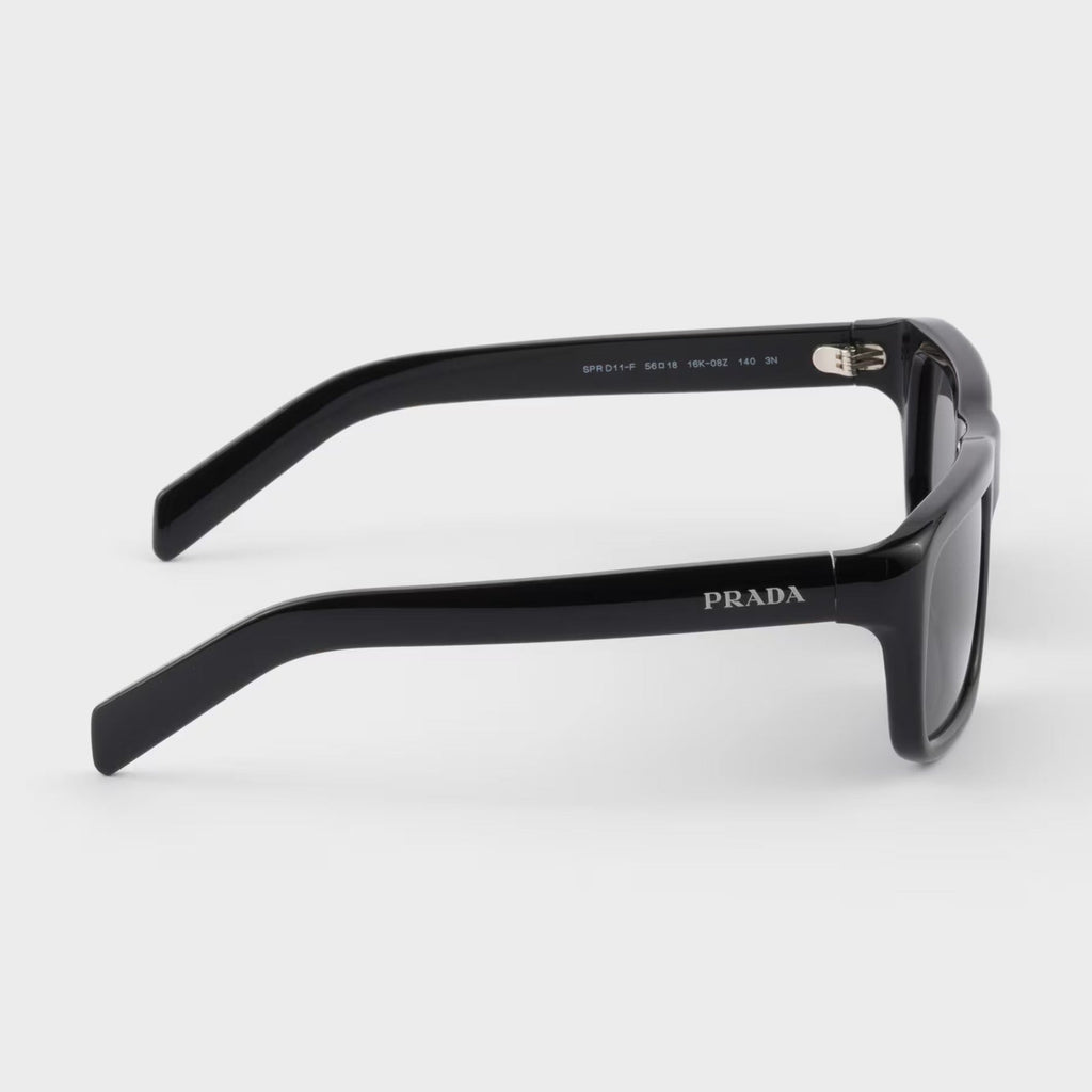 Prada Men Rectangular Frame Natural Black Sunglasses
