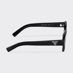 Prada Men Rectangular Frame Deep Black Sunglasses