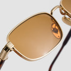 Prada Men Rectangular Frame Metallic Gold Sunglasses