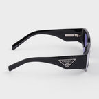 Prada Men Rctangular Frame Shiny Black Sunglasses