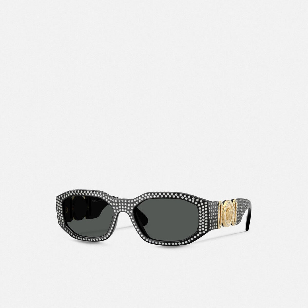 Versace Men Irragular Frame Shiny Black Sunglasses