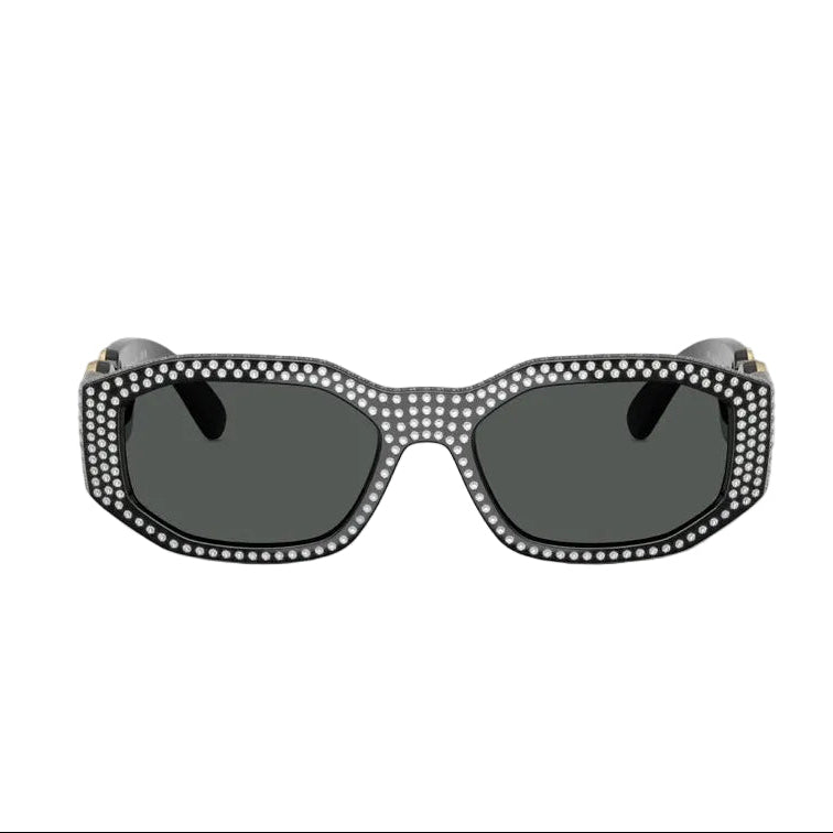 Versace Men Irragular Frame Shiny Black Sunglasses