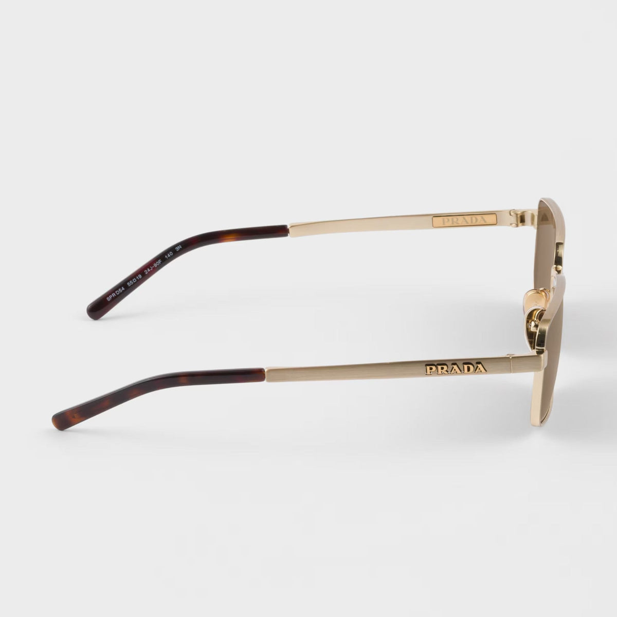 Prada Men Rectangular Frame Brushed Gold Sunglasses