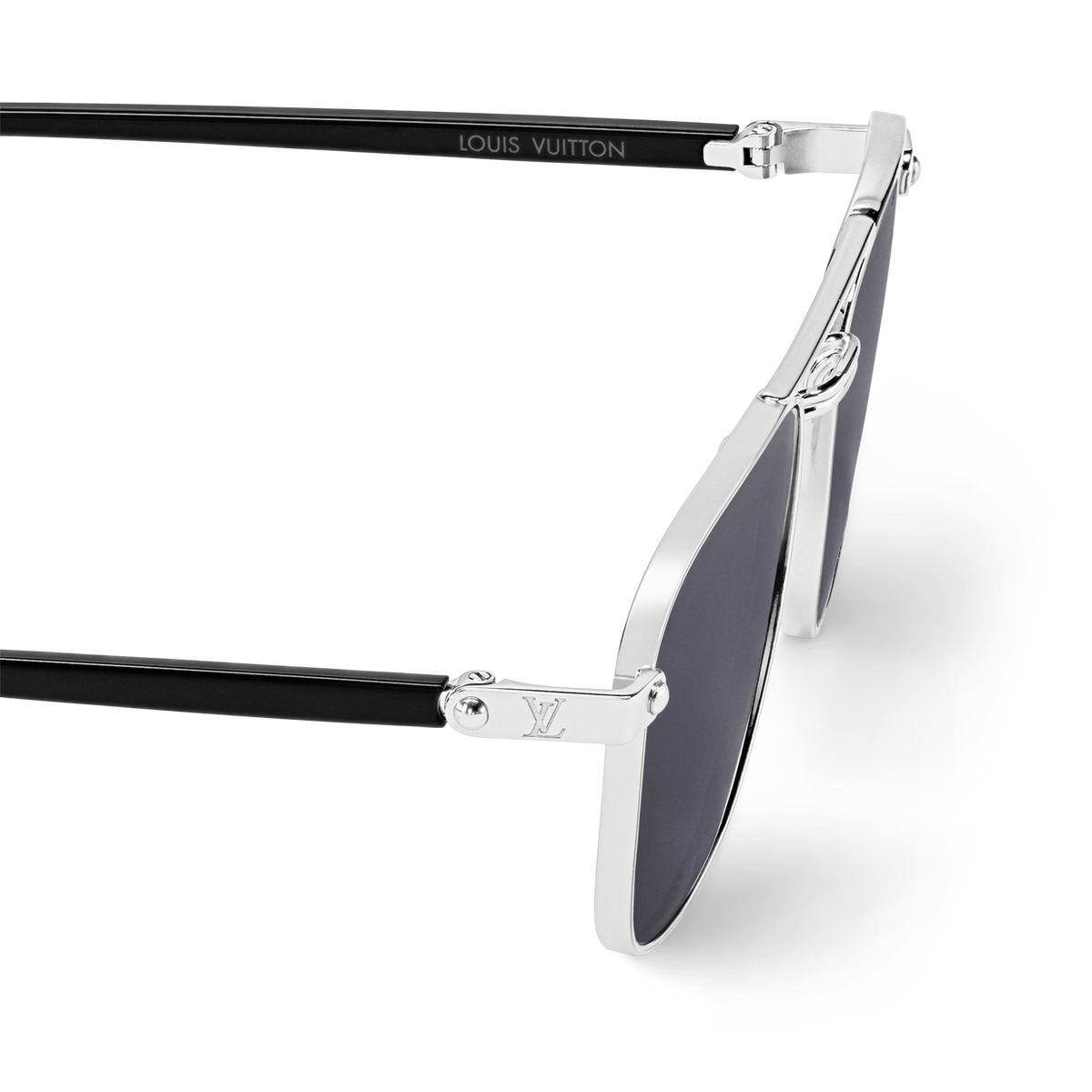 Louis Vuitton Men Sqaure Frame Shiny Silver Sunglasses