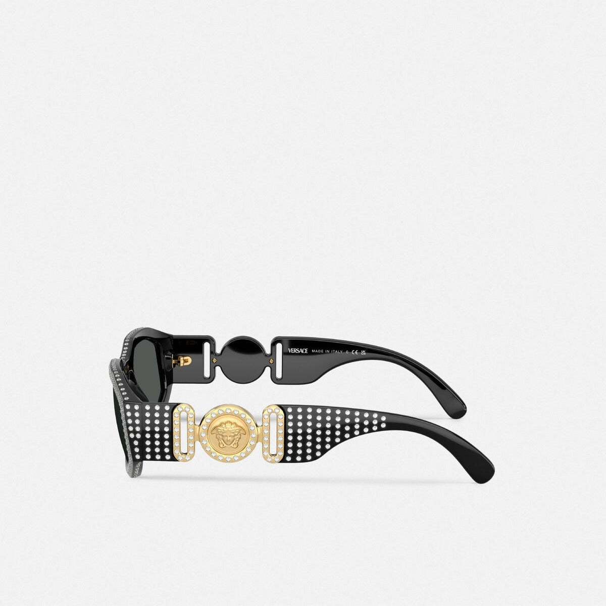 Versace Men Irragular Frame Shiny Black Sunglasses