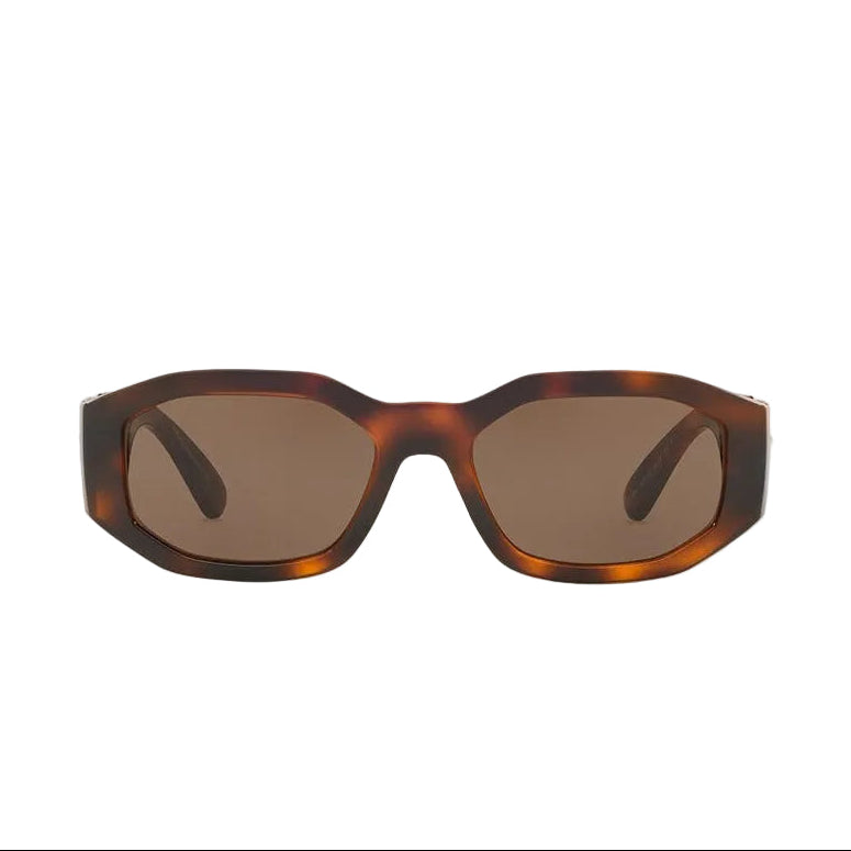 Versace Men Rectangular Frame Tortoise Sunglasses