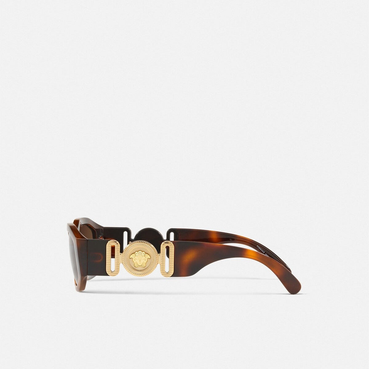 Versace Men Rectangular Frame Tortoise Sunglasses