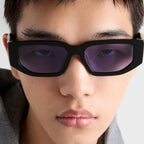 Prada Men Rctangular Frame Shiny Black Sunglasses