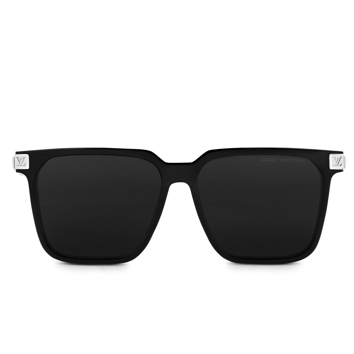 Louis Vuitton Men Sqaure Frame Shiny Soft Black Sunglasses