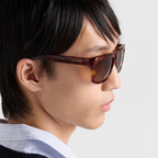 Prada Men Rectangular Frame Classic Tortoiseshell Sunglasses