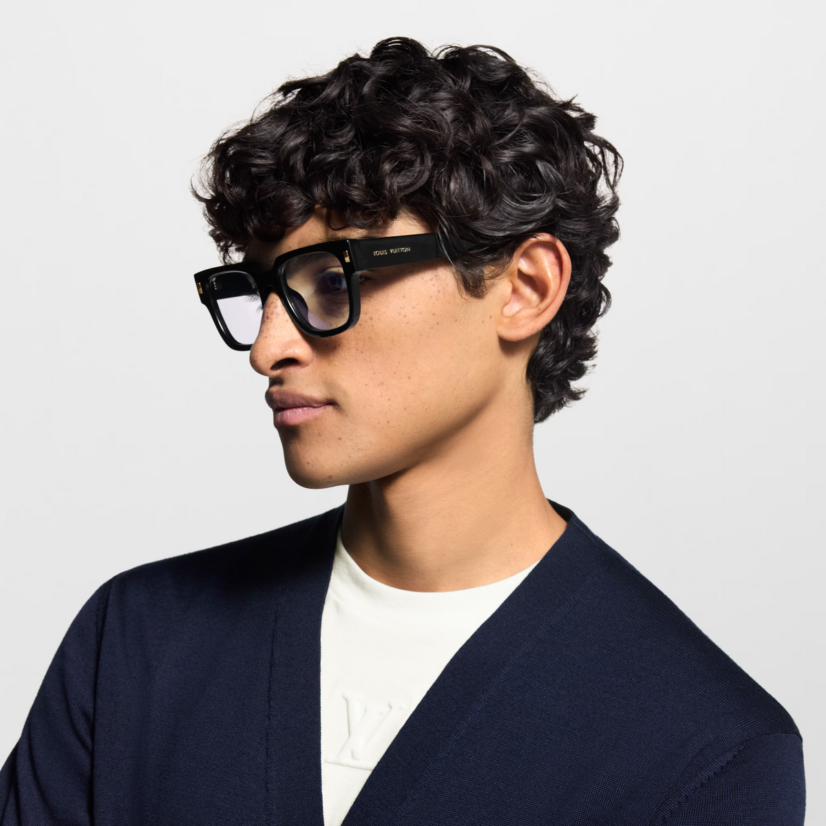 Louis Vuitton Men Sqaure Frame Shiny Ink Black Sunglasses