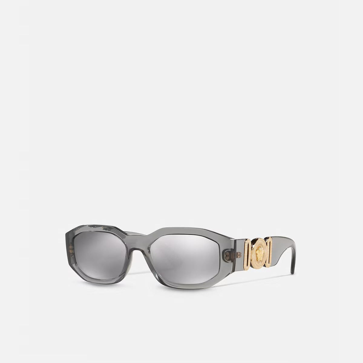 Versace Men Irragular Frame Transparent Gray Sunglasses