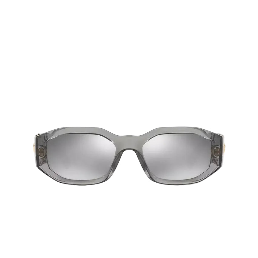 Versace Men Irragular Frame Transparent Gray Sunglasses