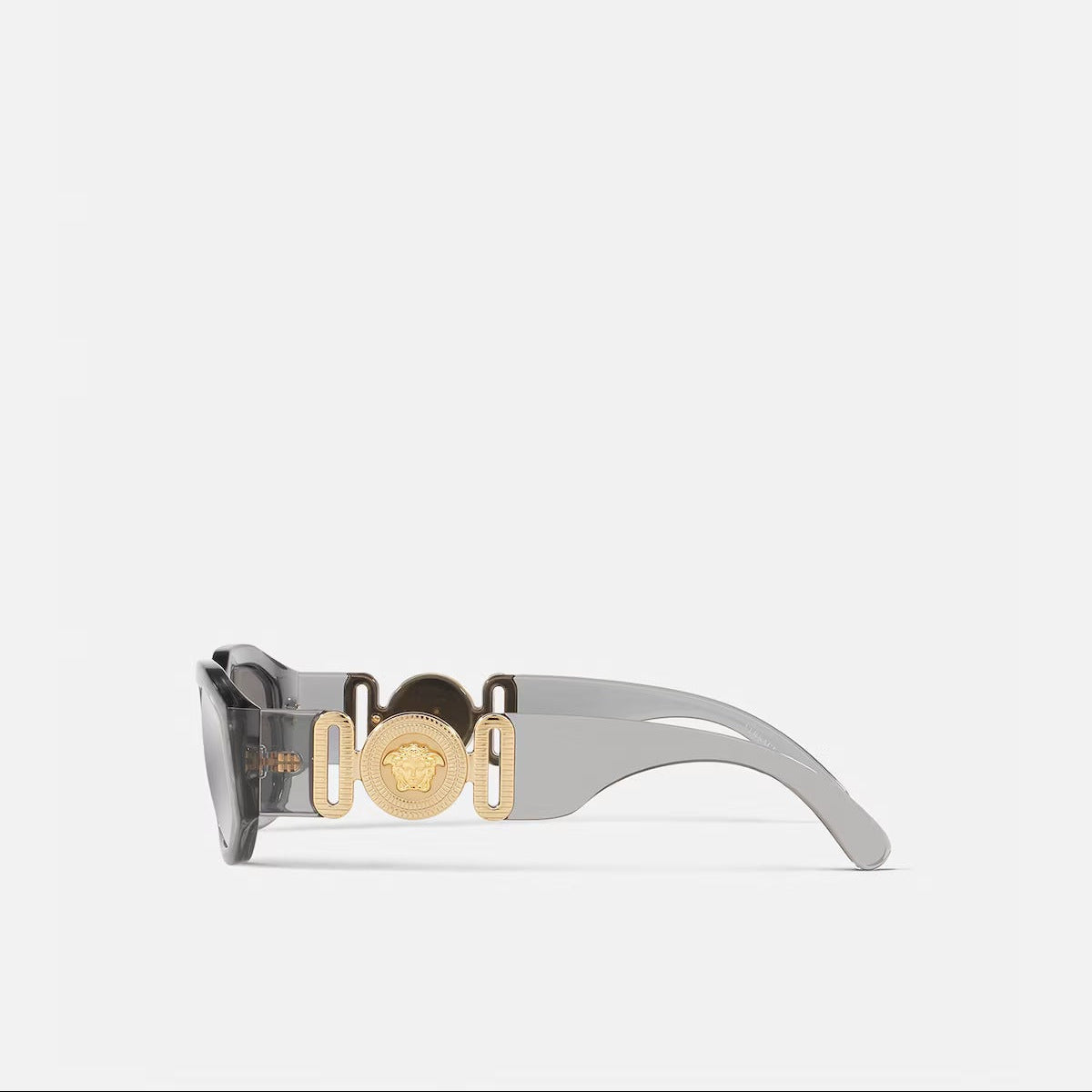 Versace Men Irragular Frame Transparent Gray Sunglasses