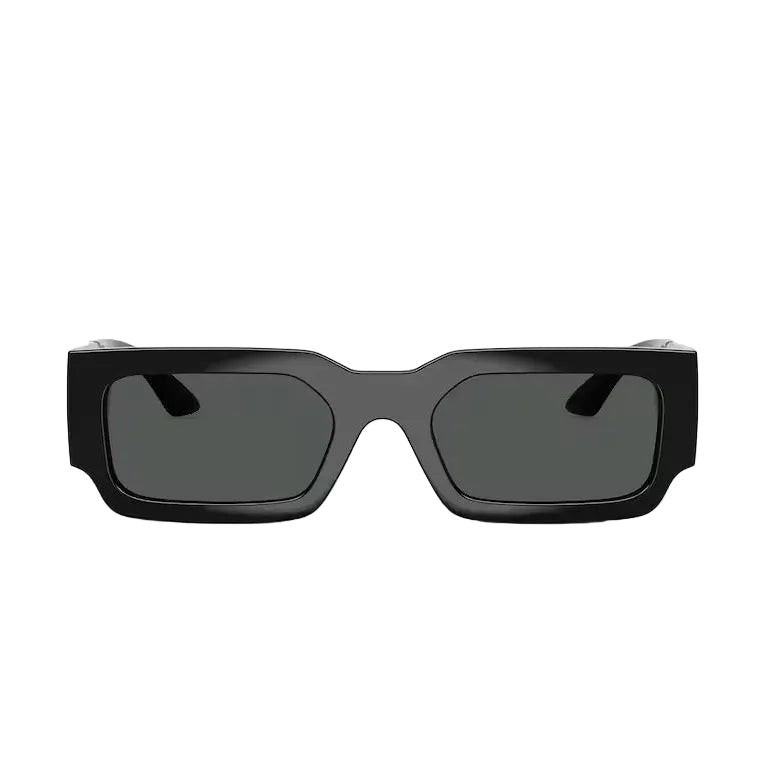 Versace Geometric Frame Shiny Dusty Black Sunglasses