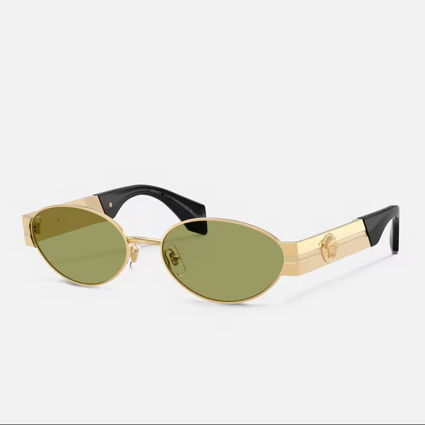 Versace Oval Frame Shiny Dusty Gold Sunglasses