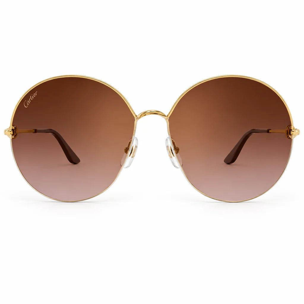 Cartier Trinity de C Round Metal Frame Gold/Brown Gradient Sunglasses